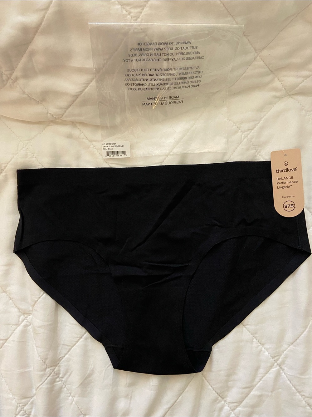 ThirdLove Black Seamless Hipster Brief (M) NWT